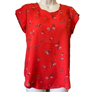 Lily White Floral Petal Sleeve Women’s Blouse Orange Size Small